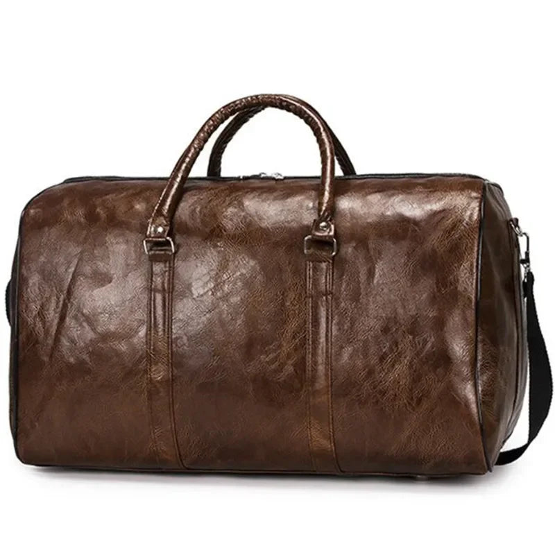 2024 Leather Travel Bag Large Duffle Independent Big Fitness Bags Handbag Bag Luggage Shoulder Bag Black Men Fashion Zipper Pu