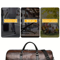 Large Capacity Retro Crocodile-Textured Travel Duffel Bag - Durable Unisex Vacation Luggage,  Versatile Gift for Men & Women