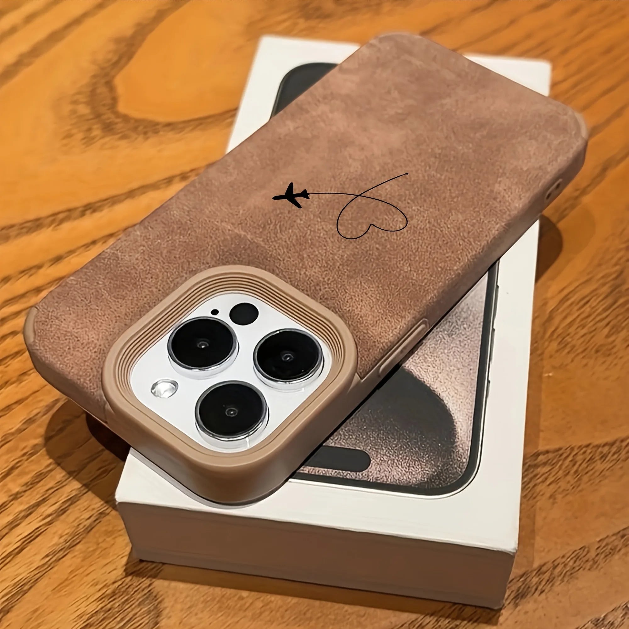 Airplane Route Love Heart Design Faux Leather Phone Case For iPhone 17 16 15 14 13 12 11 Pro Max XS X XR 16 15 Plus 17 Air Cover