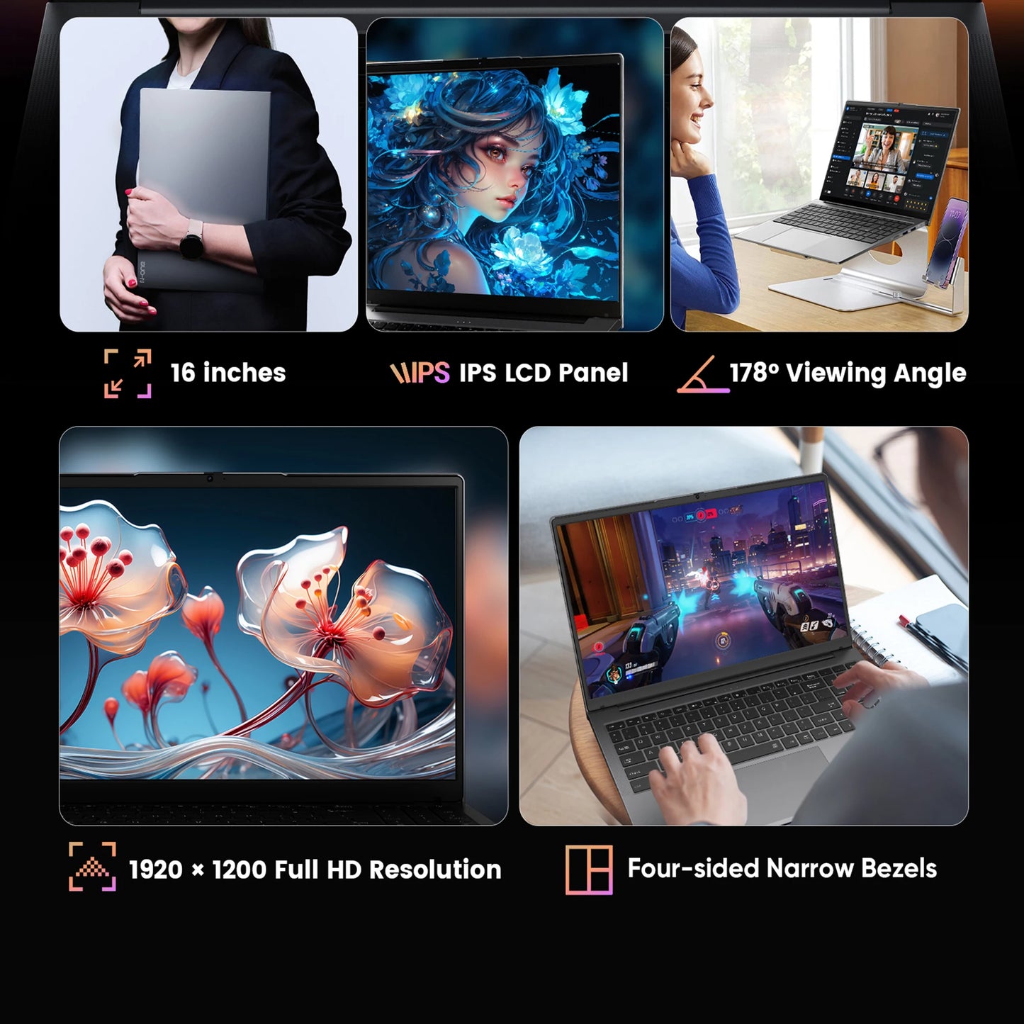 N-one NBook Turbo Intel i7-13620H 16 inch Gaming Laptop 32GB+1TB SSD Computer 1920*1200, 5000mAh, Wi-Fi 5,Bluetooth 4.2,10C/16T