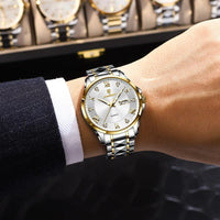 POEDAGAR Luxury Casual Man Watch Waterproof Luminous Date Week Quartz Men's Watches Stainless Steel Fashion Sport Men Wristwatch