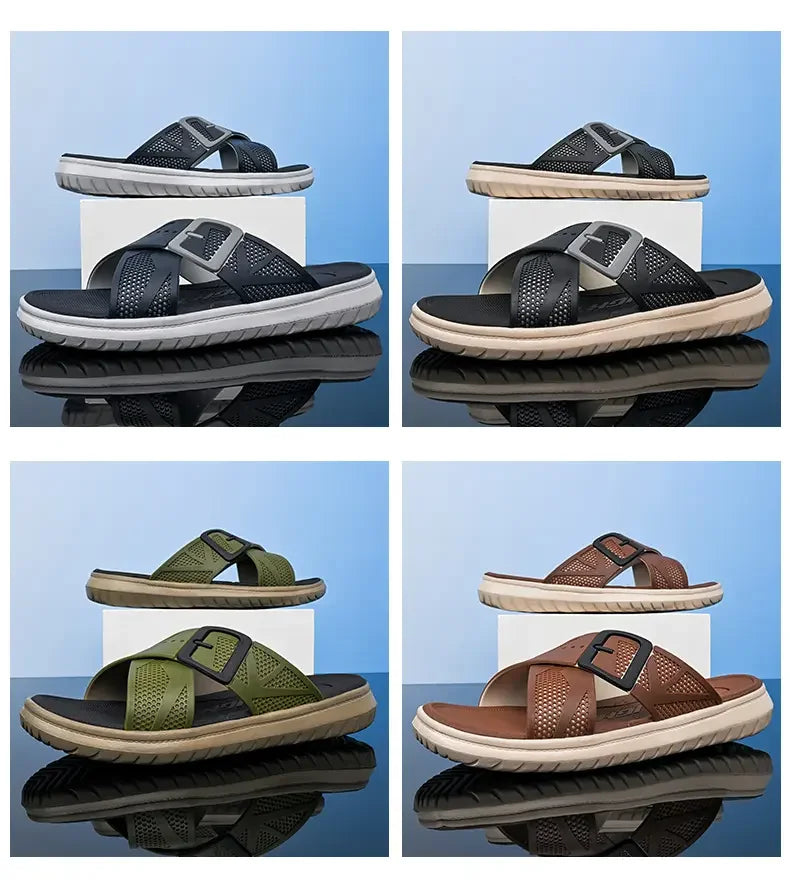 Breathable Summer Flip Flops Men Lightweight Quick Drying Slippers Comfortable Indoor and Outdoor Slides Waterproof Beach Shoes
