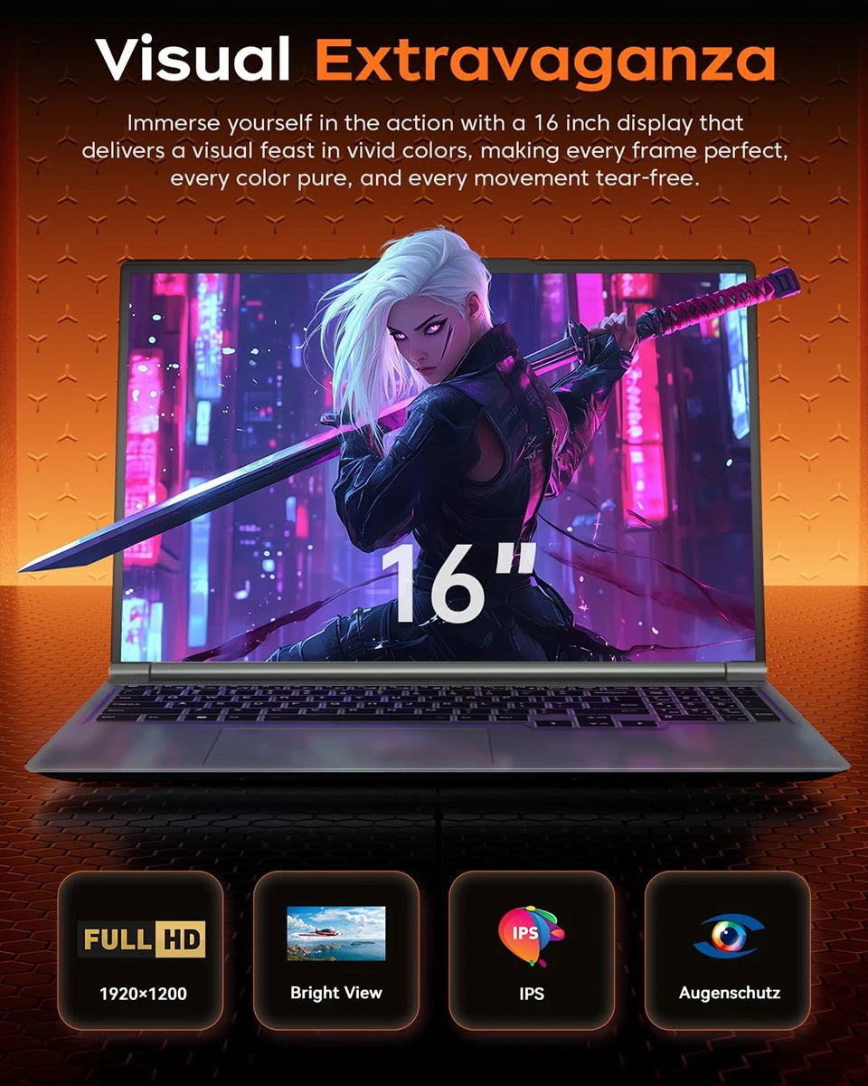 ACEKAMAS 16" Portable Gaming Laptop intel Core i7-6700HQ GTX 1060 IPS Windows 11 Laptops Computer 16GB DDR4 1TB SSD Notebook PC