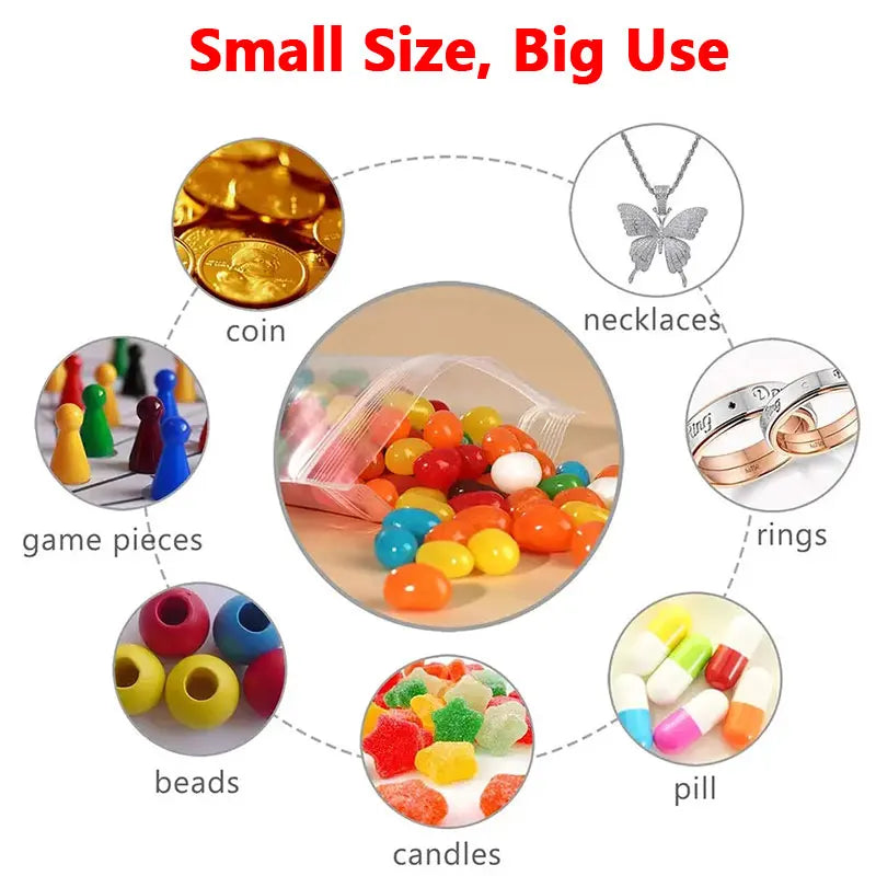 Small Zip Lock Plastic Bags Reclosable Transparent Bag Vacuum Storage Bag Ziplock Food Storage Bags Plastic Zip bag Sealing bag