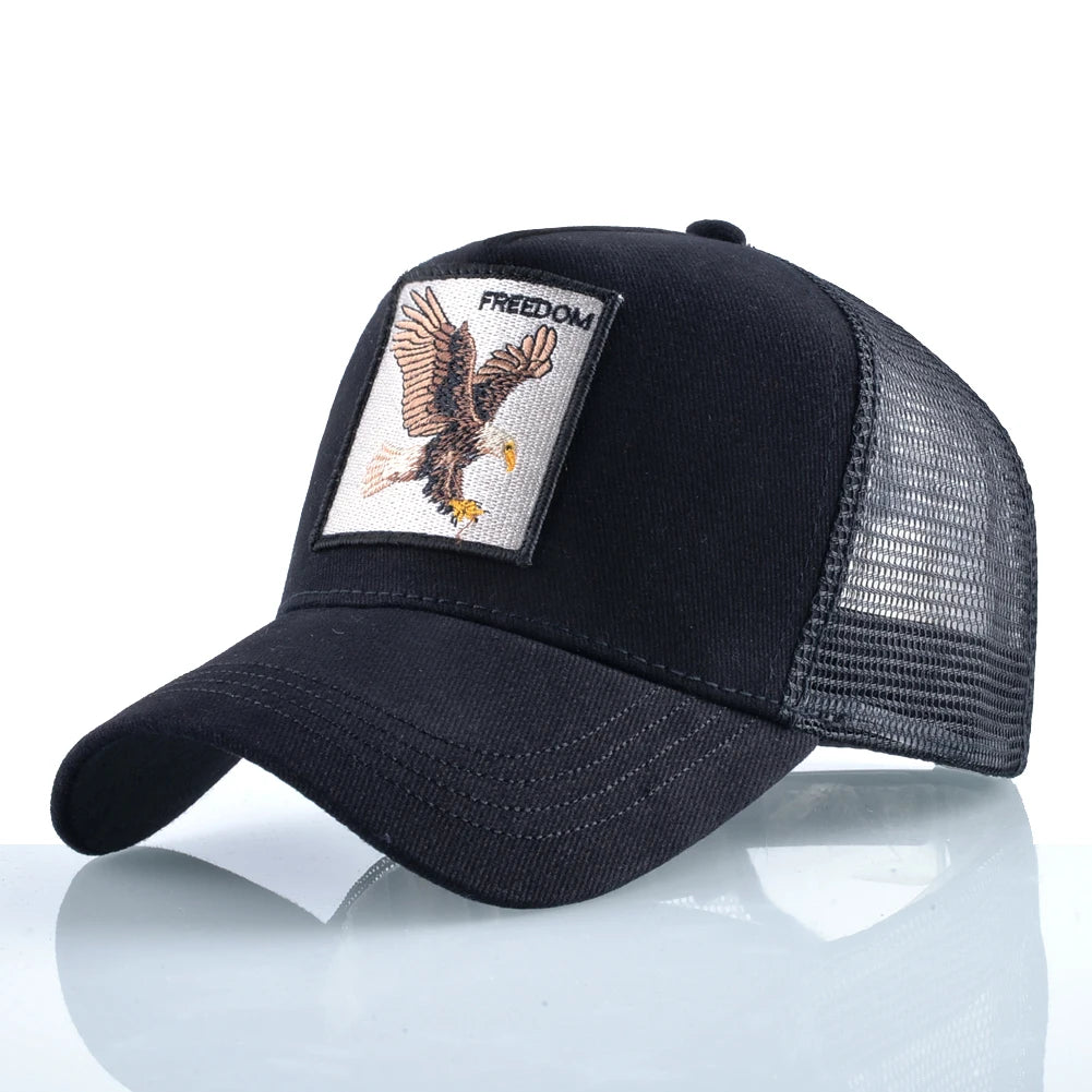 Fashion Trucker Caps With Embroidery Animals Patch Four Seasons Snapback Baseball Cap For Men Women Adjustable Visor Hat