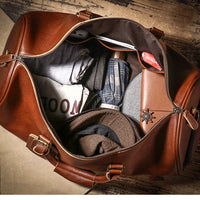 LUOKIR High Quality Men's Travel Bag Genuine Leather Luxury Luggage Bag Women's Weekend Duffle Bag Vintage Business Handbag