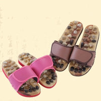 Natural Pebbles Acupressure Massage Slippers Rotating Feet Care Massage Stone Sandals Adjustable Relaxation Foot Massager Shoes