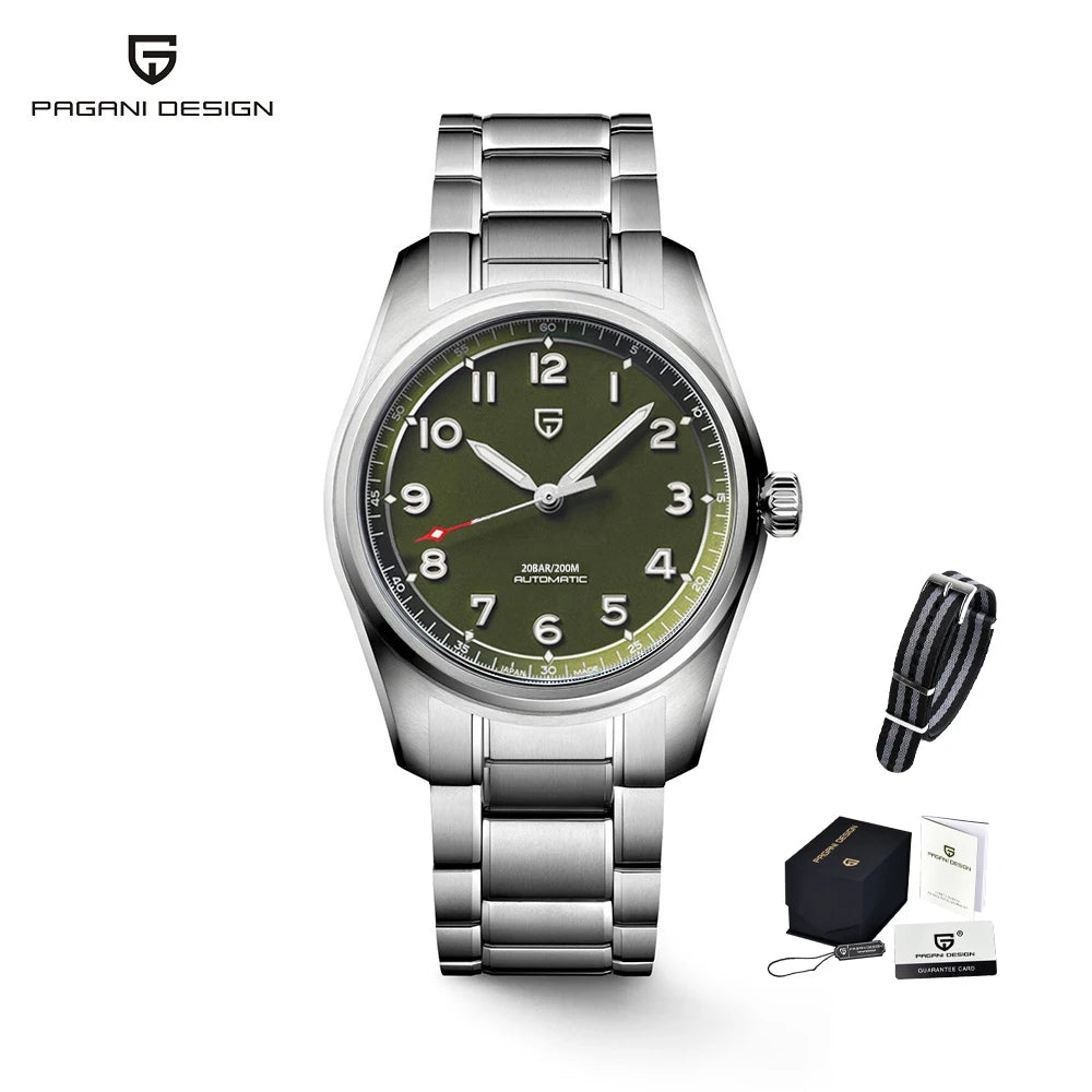 2025 PAGANI DESIGN Luxury Pilot Automatic Mechanical Watch 38MM Sapphire Waterproof Watch for Men Relogio Masculino PD1717 V2