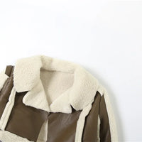 Weird Puss Furry Patchwork Women Crop Jacket Hipster Full Sleeve Open Stitch Hipster Streetwear Warm Outwear Basic Wild Coat