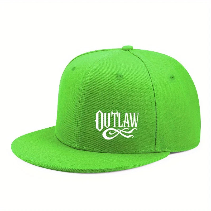 Unisex OUTLAW Printed Adjustable Baseball Cap  Men's and Women's Flat-brimmed Cap, Urban Street Style, Outdoor Activity Cap