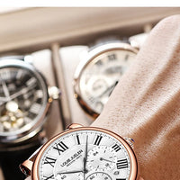 Fashion Mens Watches Top Brand Luxury Genuine Leather Strap Quartz Men's Watch Business Casual Date Chronograph Watch Men