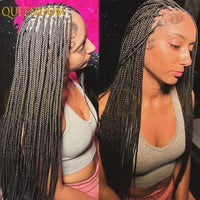36'' Blonde Synthetic Long Cornrows Box Braided Full Lace Front Wig for Black Women Straight Lace Front Braiding Hair Wig