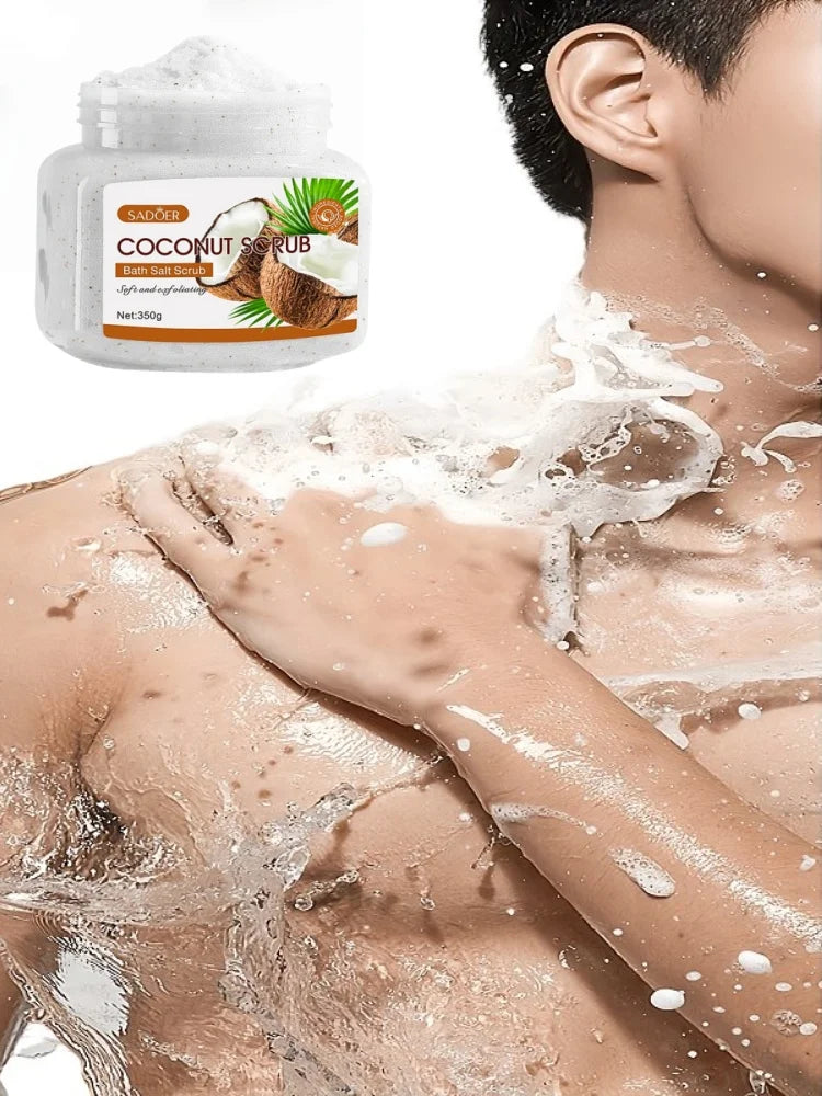 350g Coconut Scrub, Rich in Walnut Shell Powder, Glycerin, Coconut Extract and Other Skin Care Ingredients, with a Rich Coconut Fresh Scent, Gentle and Delicate Scrub Particles That Deeply Cleanse the Skin, Remove Dirt, Physi