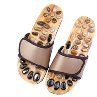 Natural Pebbles Acupressure Massage Slippers Rotating Feet Care Massage Stone Sandals Adjustable Relaxation Foot Massager Shoes
