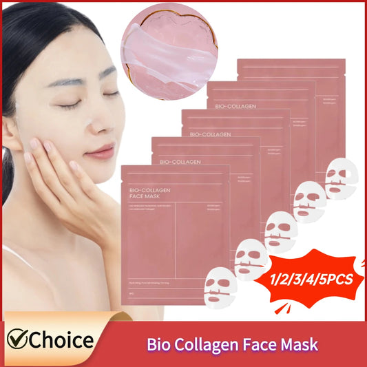 1-5pcs Bio Collagen Face Mask Shrink Pores Deep Hydrating Overnight Mask Moisturizing Refreshing Brightening Face Skin Care