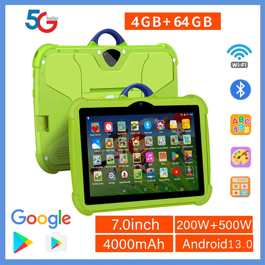 New Google Kids Tablets 7 Inch 5G WiFi Tablet Pc Quad Core 4GB RAM 64GB ROM Cheap for Children Gift Educational Learning 4000mAh