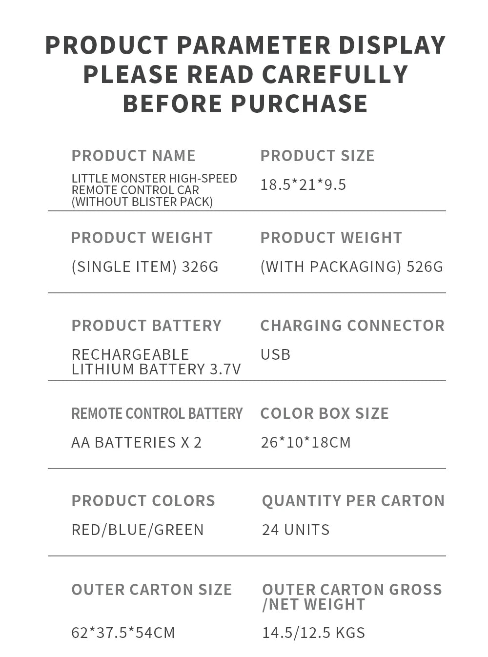 Rc Car High Speed with Light 2.4G Remote Control Racing Car Vehicle Truck 20KM/H Off-Road Climbing RC Toys for Kids Gift