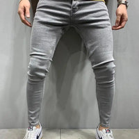 2024 Men Jeans Solid Pockets Stretch Denim Straight Pants Spring Summer Business Casual Trousers Daily Streetwear Men's Clothing
