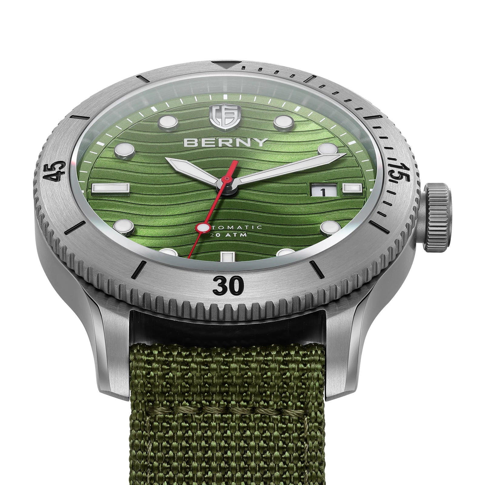 BERNY Top Automatic Diver Watch for Men PT5000 Movement 20ATM Waterproof Luminous Sapphire Lens Sport Swimming Diving Watch Men