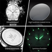 OLEVS Men's Watches Fashion Simple Calendar Week Luminous Waterproof  Steel Strap Man Watch Original Quartz Watches for Men 2929