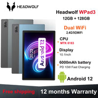 HEADWOLF WPad3 Android 12 Tablet 10.1 inch 6GB RAM DDR4X 128GB ROM UFS 2.1 MTK 8183 Octa-core Tablet PC Rear Camera16MP 7700 mAh