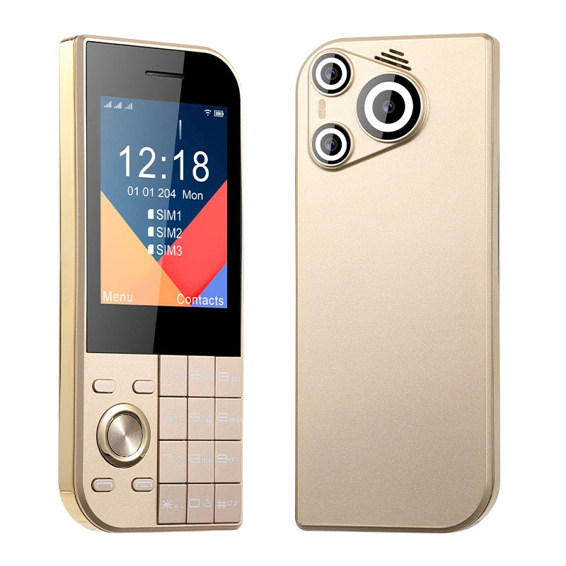 2025 New Push Button Mobile Phone 2.8' Three SIM 3SIM Bluetooth Flashlight MP3 Wireless FM Camera Vibration BigHorn CellPhone