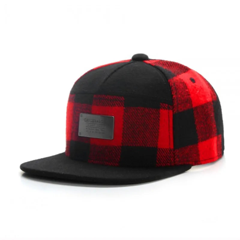 FEI M Fashion PLATED CAP Plaid Adjustable Snapback Cap Outdoor Adult Casual Sports Trucker Hat
