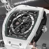 Mark Fairwhale 6014 Brand Rubber Strap Waterproof Luminous Men's Automatic Mechanical Watch Barrel Shape Watches for Men