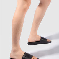 2024 New Summer Men's Solid Home Slides Casual Non Slip Open Toe Slides For Indoor Walking And Bathroom Shower