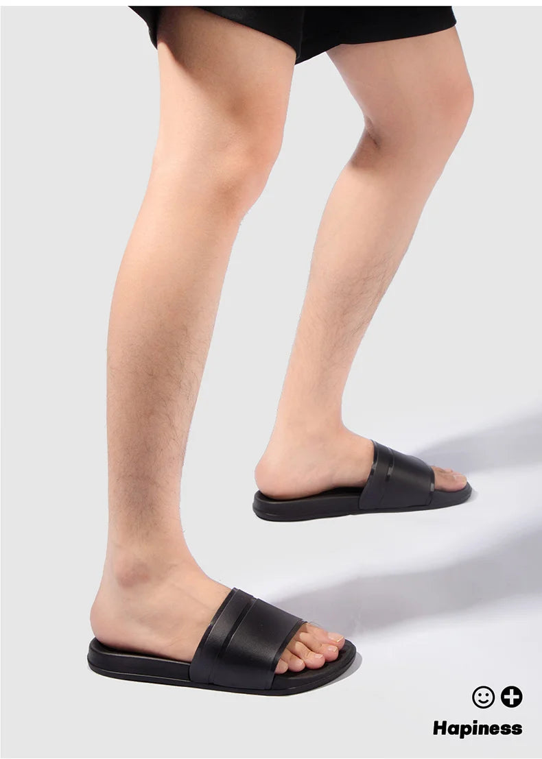 2024 New Summer Men's Solid Home Slides Casual Non Slip Open Toe Slides For Indoor Walking And Bathroom Shower