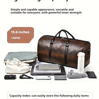 Large Capacity Retro Crocodile-Textured Travel Duffel Bag - Durable Unisex Vacation Luggage,  Versatile Gift for Men & Women