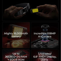 2025 NEW Oukitel WP300 Rugged Phone 6.78" FHD 120Hz Telephone Portable 36GB (12+24) GB+512GB 16000mAh Smartphone 5G Android 15