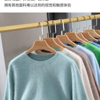 100% Mink Cashmere Knitted Short Sleeved Men's Loose Round Neck Solid Color Half Sleeved Simple T-Shirt Casual Business Cashmere
