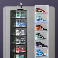 Transparent shoe box, hard box, magnetic storage, acrylic doll bag, hand-held storage box rack, front side opening shoe cabinet