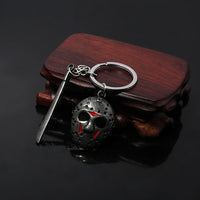 Horror Movie Keychain Jason Hockey Mask Kinfe Metal Keyring For Children Halloween Jewelry Gift