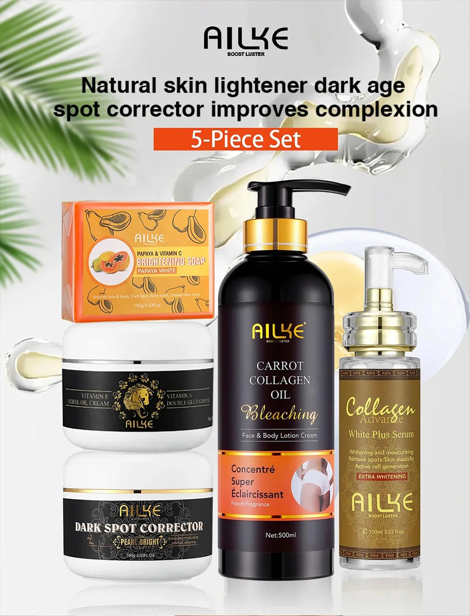 AILKE Collagen Women Skin Care Set, Moisturizing, Whitening, Youther, Remove Freckle, Dark and Black Spots, Skin Lightening Kit