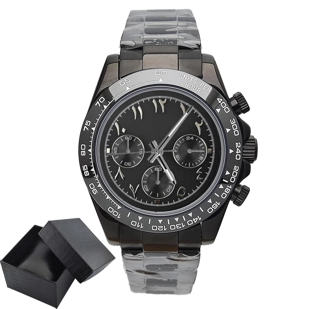 39.3mm VK63 Men's watch Arabian Dial customized Men's watch Luxury Quartz watch man VK63 Sport Chronograph Sapphire Glass watch