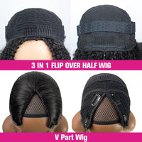 250% Kinky Curly V Part Wig Human Hair No Leave Out Upgrade Deep Wave Curly V Shape Wig No Glue Clip In Half Wig For Women