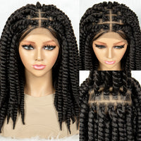 16" Full Lace Twisted Braided Wigs for Black Women Synthetic HD Lace Front Braids Wigs with Baby Hair Natural Lace Braiding Wigs