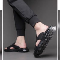 Luxury Men's Genuine Leather Sandals Classic Roman Men Shoes Slippers Soft Comfortable Men Non-slip Walking Slippers Footwea