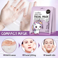 5pcs SADOER Cartoon Fresh Fruit Facial Mask Anti Wrinkle Moisturizing Soothing Brightening Hydrating Face Mask Skin Care