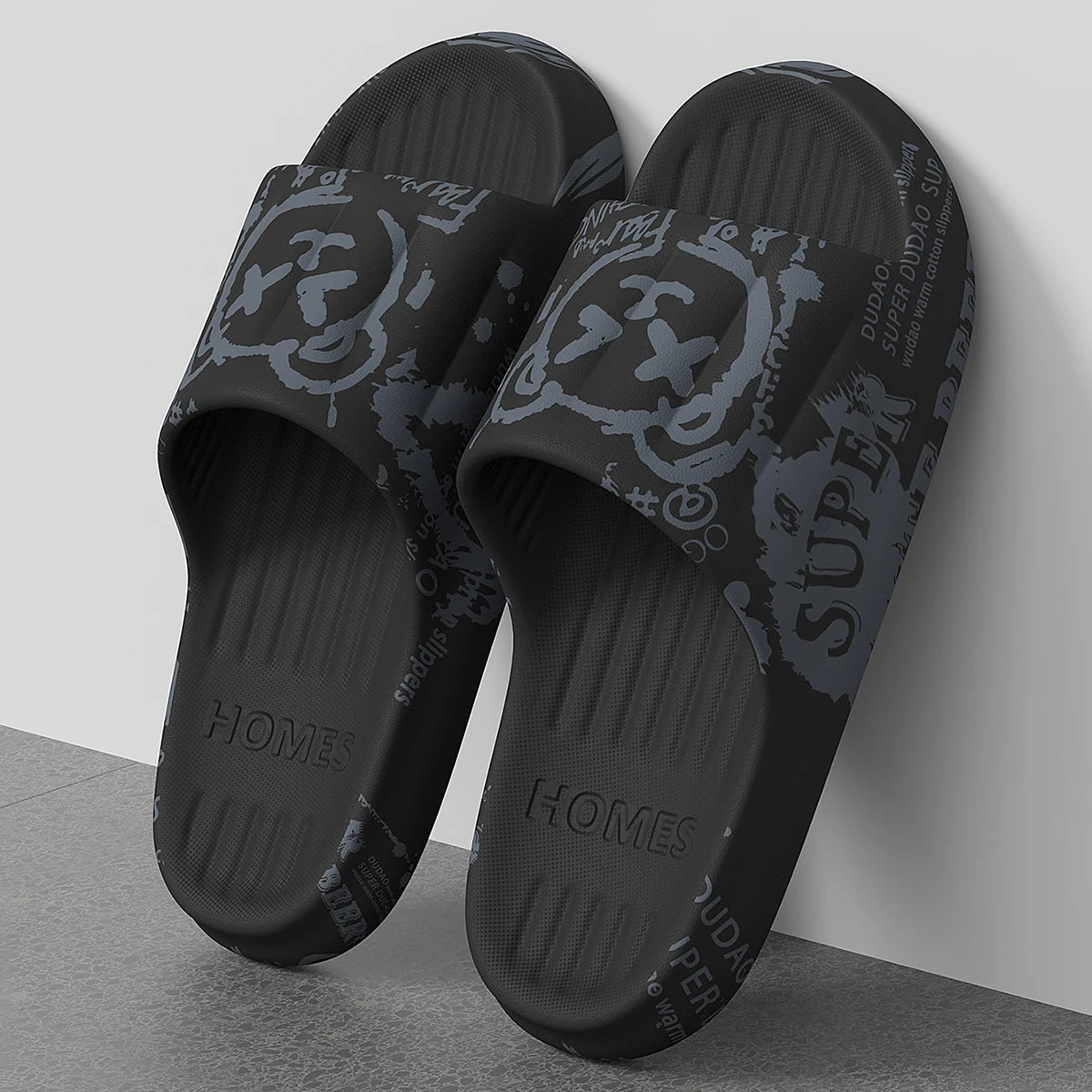 QYCKABY Fashion Printing Mens Slipper Trend Home Slides 2025 New Sandals Anti slip Cosy Soft Shoes Unisex Flip Flops Indoor Flat