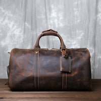 New Retro Male Carry-on Bag Europe And America Crazy Horse Leather Travel Bag Layer Cowhide Large Capacity Single Shoulder Bag