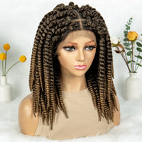 16" Full Lace Twisted Braided Wigs for Black Women Synthetic HD Lace Front Braids Wigs with Baby Hair Natural Lace Braiding Wigs