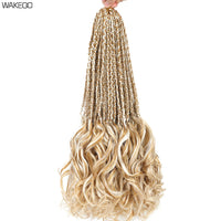 14 18 24 Inch French Curl Box Braids Crochet Hair Ombre Brown to Blonde Prelooped Synthetic French Curls Braiding Hair for Women