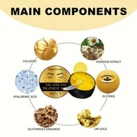 60Pcs 24K Gold Moisturizing Eye Mask Relieves Eye Fatigue and Nourishes Eye Circles Collagen Crystal Eye Mask