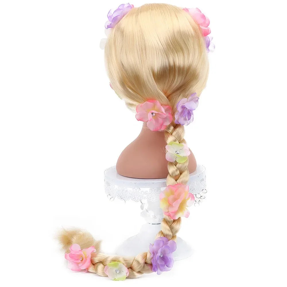 AICKER Long Blonde Rapunzel Wigs For Kids - Princess Girl Costume Cosplay Fairytale Ball Braid Wigs For Halloween Christmas Part