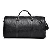 Large Capacity Travel Duffle Bag for Men PU Leather Crocodile Pattern Waterproof Sports daily casual Tote Bag women