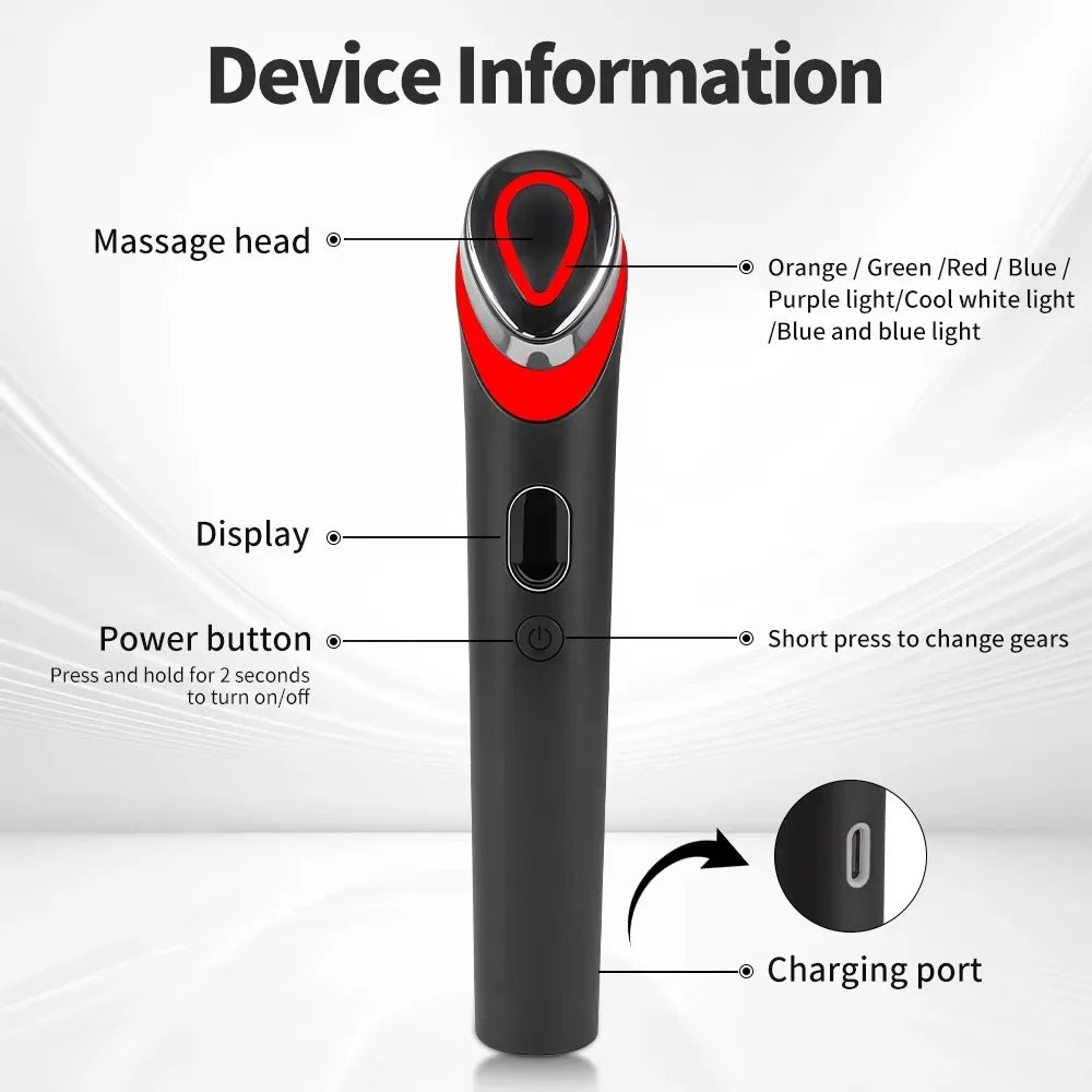 7 Colors EMS Microcurrent Facial Massager Age-R Booster Pro Anti Wrinkle Lift Device Home Use Beauty Tool for Skin Care & Rejuve