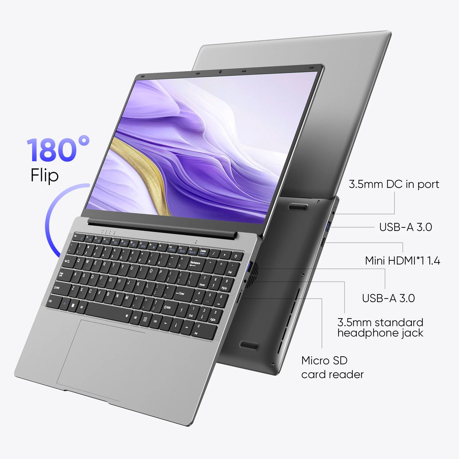 15.6 "Thin & Portable Laptop Computer Intel Celeron N4000 8GB RAM 256GB SSD FHD 1920x1080 16:9 Display For Work And Study
